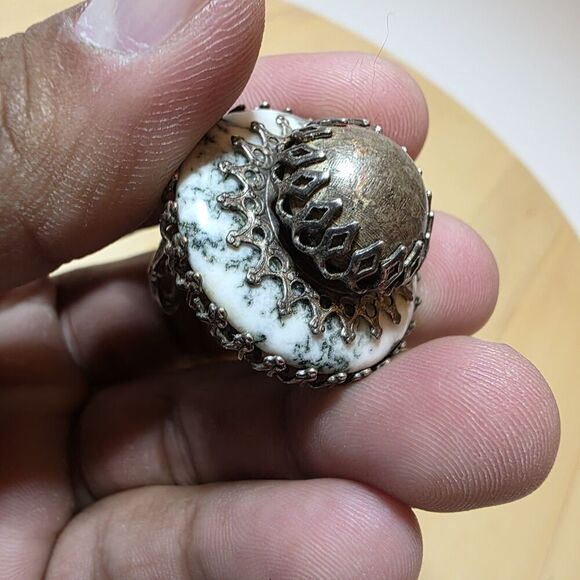 Vintage Ollipop USA Adjustable Fashion Designer Ornate Statement Cocktail Ring - Picture 10 of 12